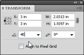 Enter values on the Transform panel.