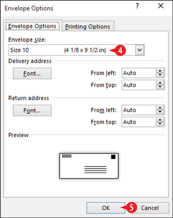 Choose an envelope size.