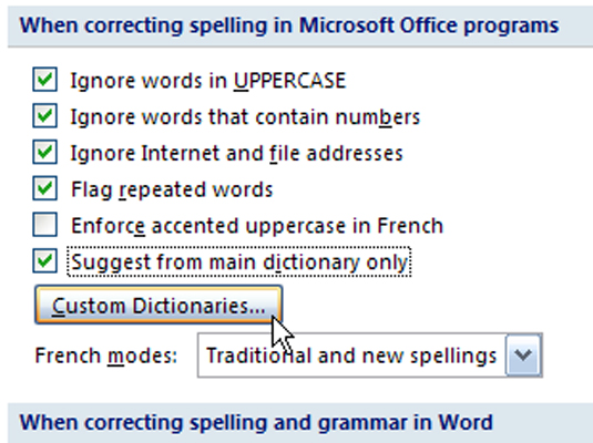 check box in word. Dictionary Only check box.