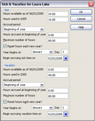 QuickBooks enables you to track salary and deduction information, as well as information about sick