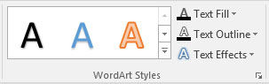 The WordArt Styles group on the Drawing Tools Format tab.