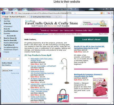 This FaveCrafts newsletter includes links to its site. [Credit: Courtesy of FaveCrafts.com, CutRate
