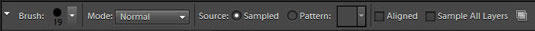 Healing Brush tool settings on the Options bar.