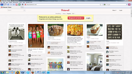 The Pinterest home page.