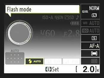 The fastest way to change the Flash mode is to hold down the Flash button while rotating the Comman