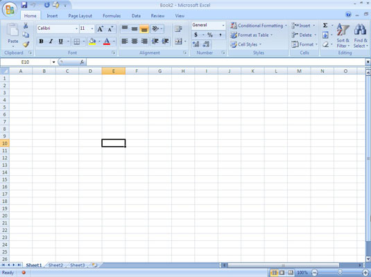 A black border surrounds the active cell in an Excel 2007 worksheet.