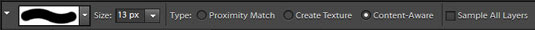 Spot Healing Brush tool settings on the Options bar.