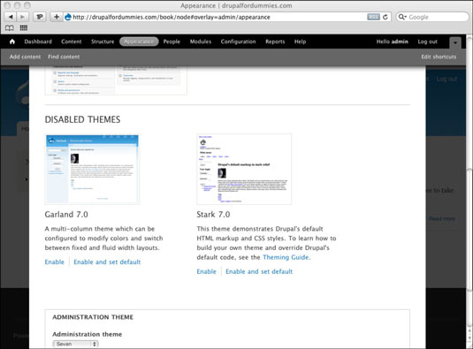 Changing the default theme to Garland.