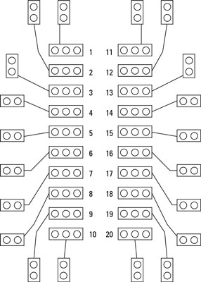 The layout for the PCB used in the coin-toss circuit.