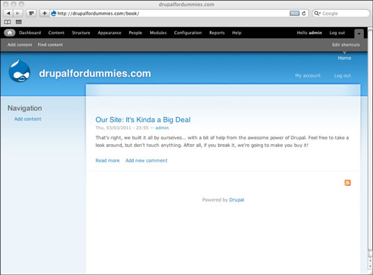 Drupal site using the Garland theme.