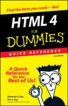 HTML 4 For Dummies®: Quick Reference, 2nd Edition (0764507214) cover image