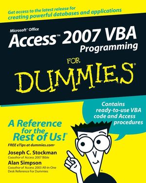 Access 2007 VBA Programming For Dummies (0470046538) cover image
