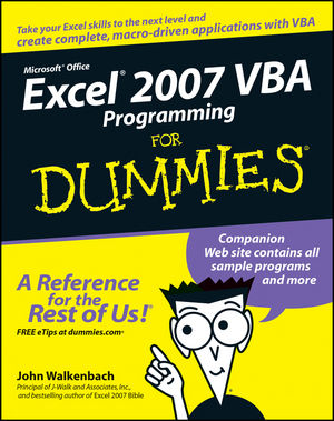 Excel 2007 VBA Programming For Dummies (0470046740) cover image