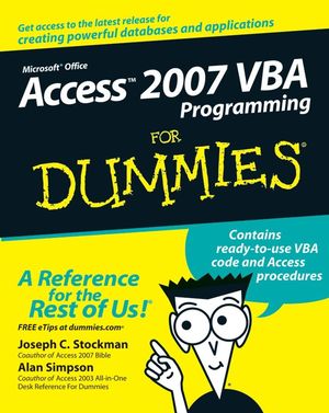 Access 2007 VBA Programming For Dummies (1118050754) cover image