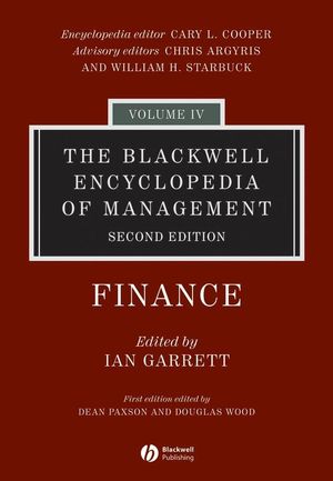 The Blackwell Encyclopedia of Management, Volume 4, Finance, 2nd Edition (1405118261) cover image