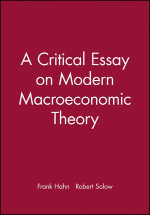 A Critical Essay on Modern Macroeconomic Theory (0631209891) cover image