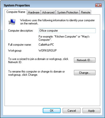 How to Change a Computer's Network Name in Windows Vista - For Dummies