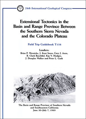 Extensional Tectonics in the Basin and Range Province Between the Southern Sierra Nevada and the Colorado Plateau: The Basin and Range Province of Southern Nevada and Southeastern California, June 30 - July 7, 1989, Volume T138