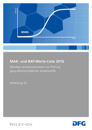 MAK- und BAT-Werte-Liste 2016: Maximale Arbeitsplatzkonzentrationen und Biologische Arbeitsstofftoleranzwerte Ständige